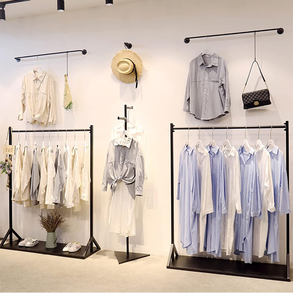 Garment Rack Clothing Rack with Shelves, Heavy Duty Metal Garment Rack for Hanging Clothes, Freestanding Coat Rack for Bedroom and Living Room, Industrial Pipe Clothes Drying Rack,(Size:120x40x150CM)