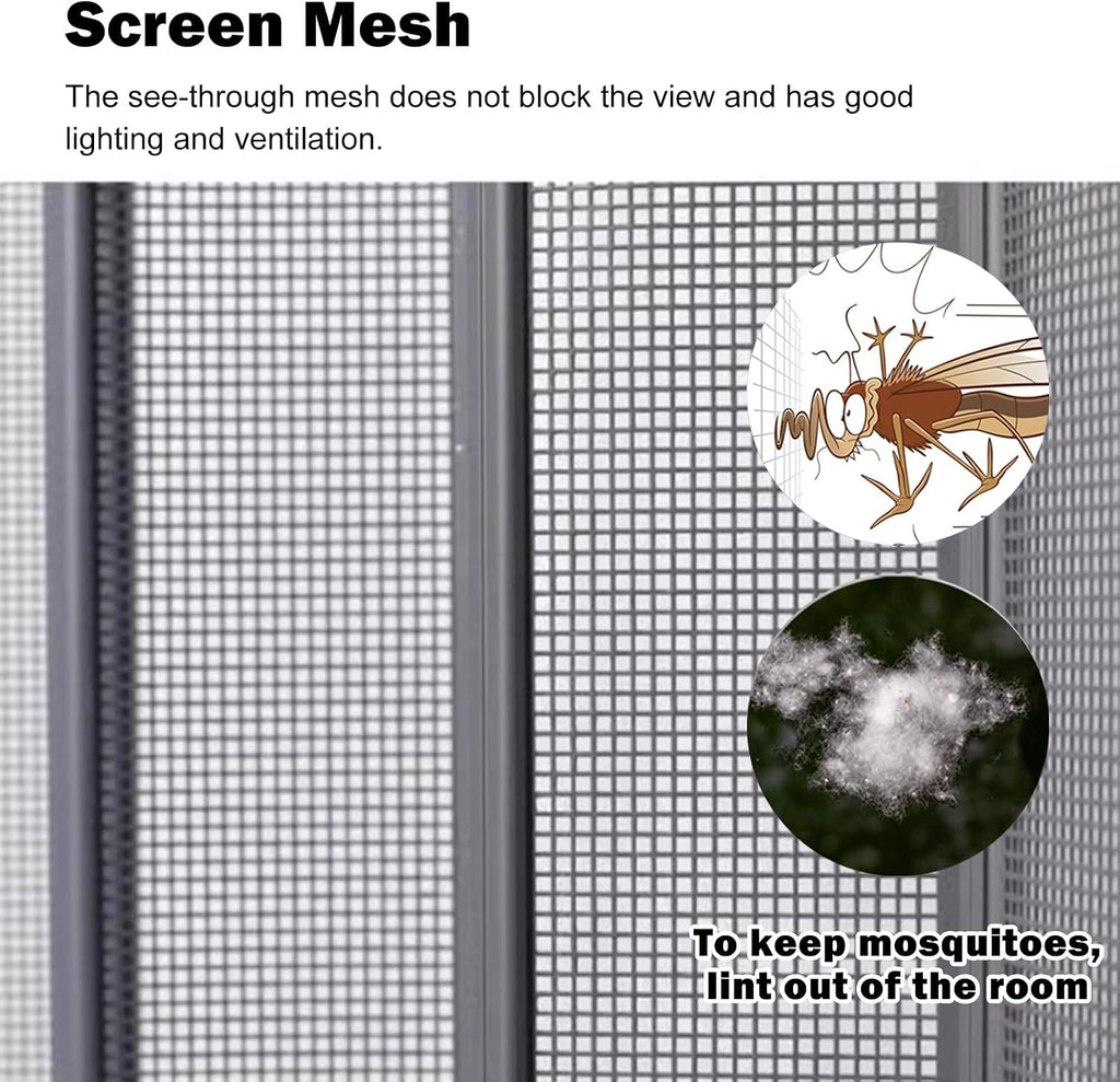 No Drill Retractable Sliding Screen Door 80 in High, Pet Proof Folding Doors Interior Room Divider, Breathable Screen Mesh Doors with Aluminum Frame(49x80in(124.5x203.2cm))
