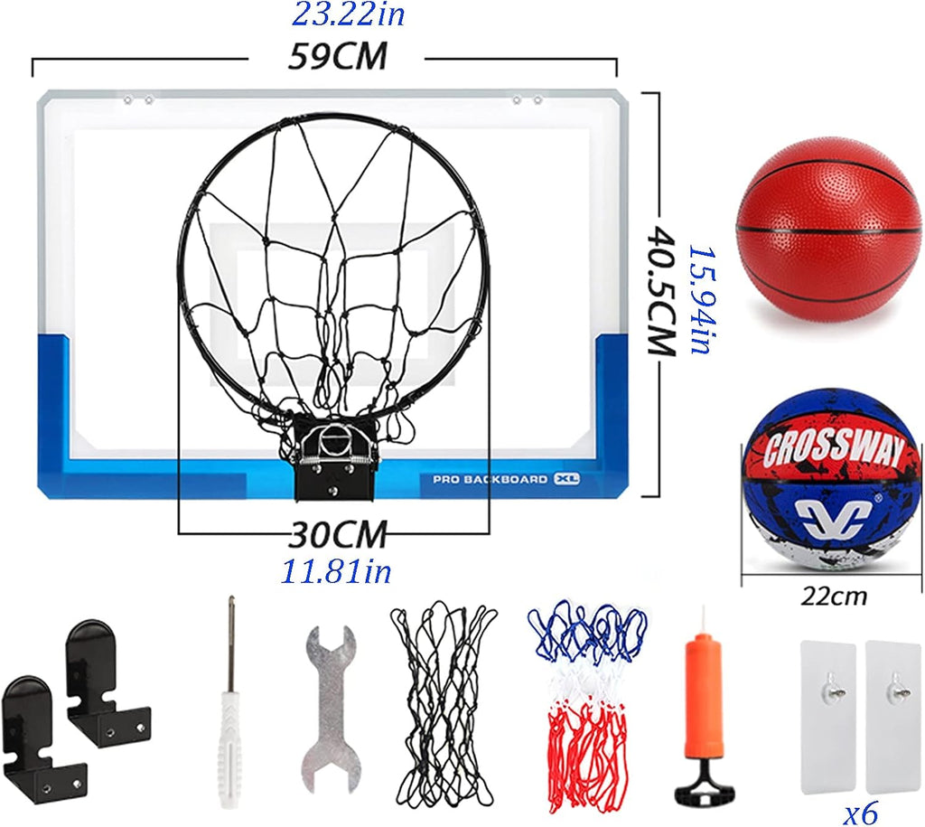 Basketball Rim The Wall-Mounted Basketball Hoop Can Be Folded for Storage, Children's Mini Outdoor Basketball Board (Color : Blue, Size : 59x40.5cm)