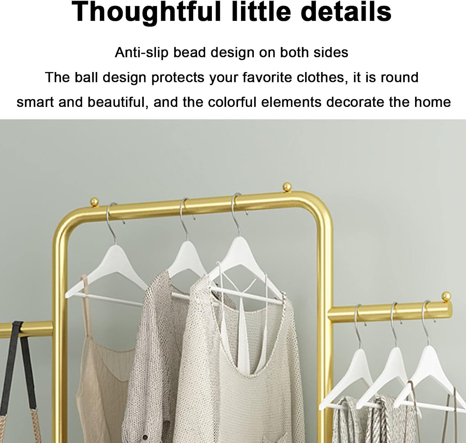 Modern Garment Rack Stand Iron with Universal Wheel and Side Hooks,Heavy Duty Commercial Grade Clothing Racks Floor Hanger Storage Rack,Space Saving,Suitable for Clothes (B-120 * 150cm