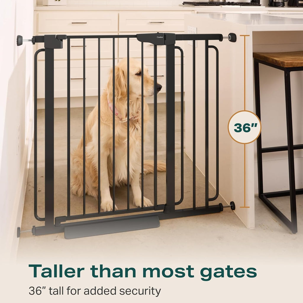 Cumbor 36' Extra Tall Baby Gate for Stairs, 29.7-57' Extra Wide Dog Gate for Doorways Hallways, Pressure Mounted Child Gate for Wide Opening, Auto Close Personal Safety for Babies and Pets, Black