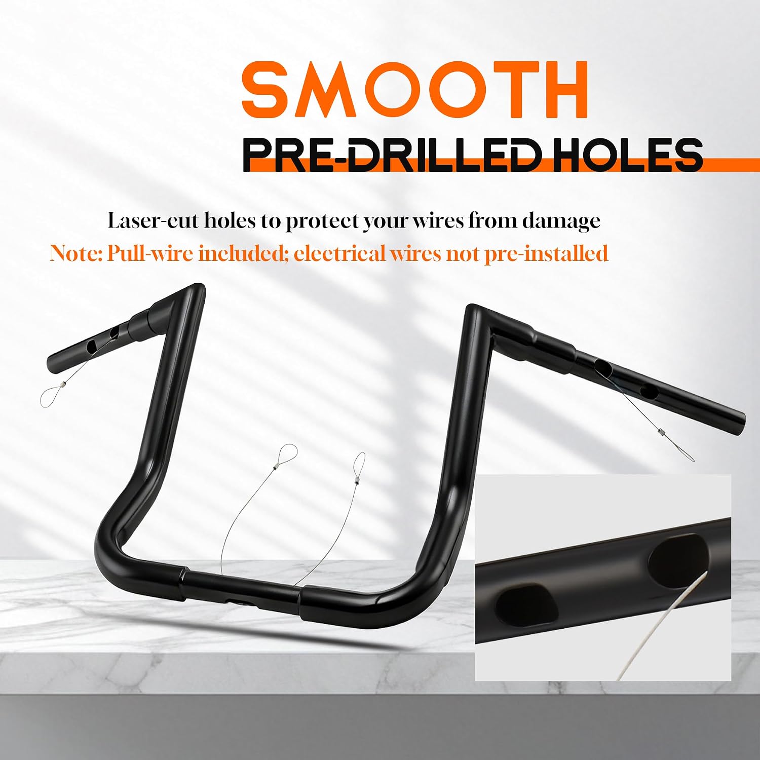 1 1/2 Inch Street Glide Handlebar 14' Rise Right-angle Bar 1.5' Fat 1' Clamp Ape Hangers for Harley 2023-later CVO Street Glide FLHXSE & 2024 2025 2026 FLHX Models, Black