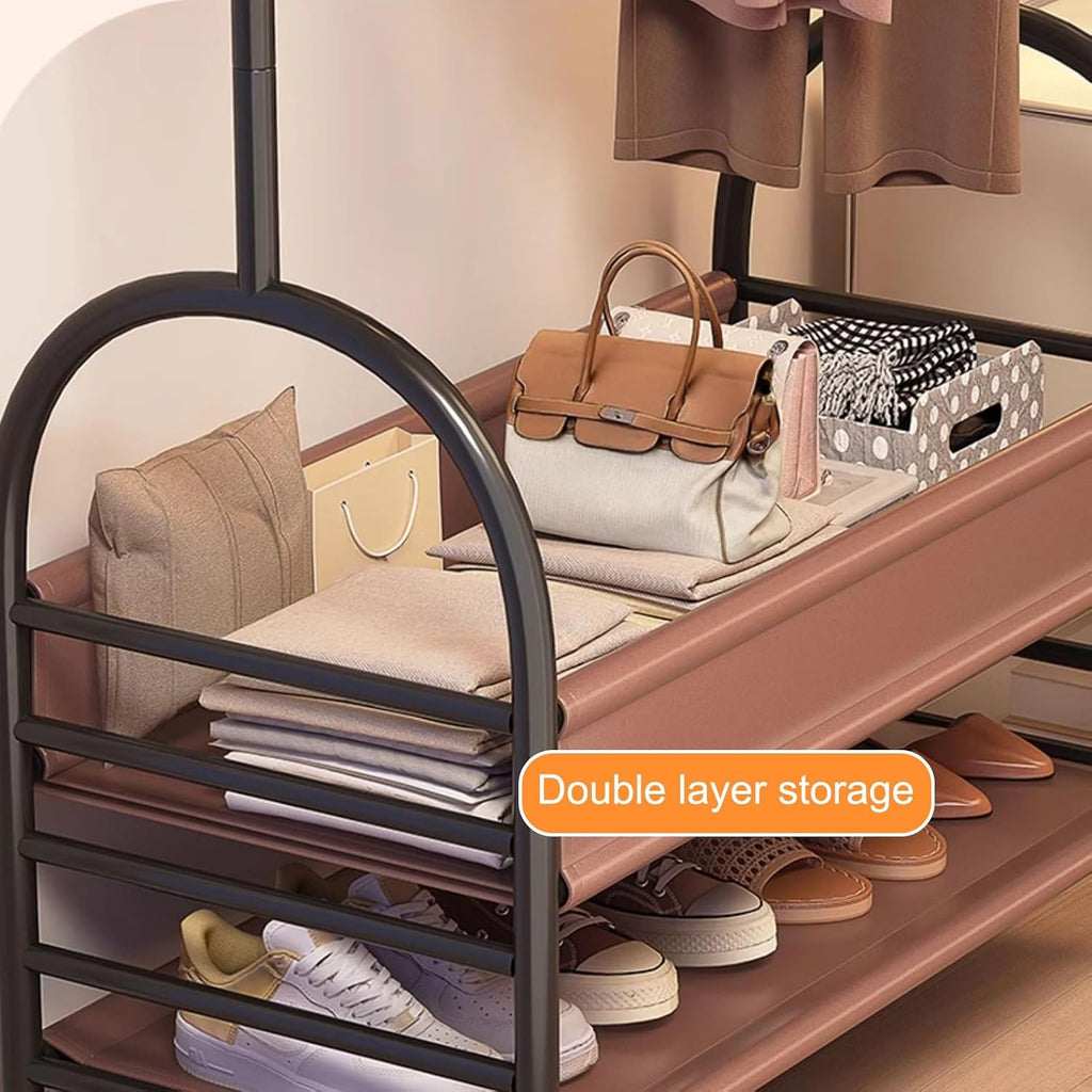Standing Rolling Clothing Rack, Clothes Rack, for Hanging Clothes Rack, for Hanging Organizers Clothes Shoes Bags Scarf Neckties Ideal, Rolling Garment Rack with Shelf(Black,80cm/31.5in)