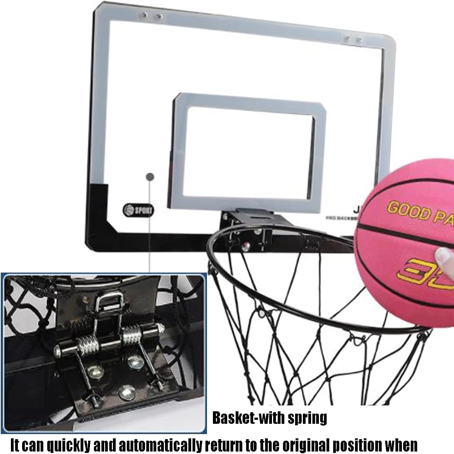 Mini Basketball Hoop, Wall-Mounted Foldable Basketball Hoop, No Perforation Installation, Indoor and Outdoor Shooting Rebounds (Size : 23.2x15.9in)