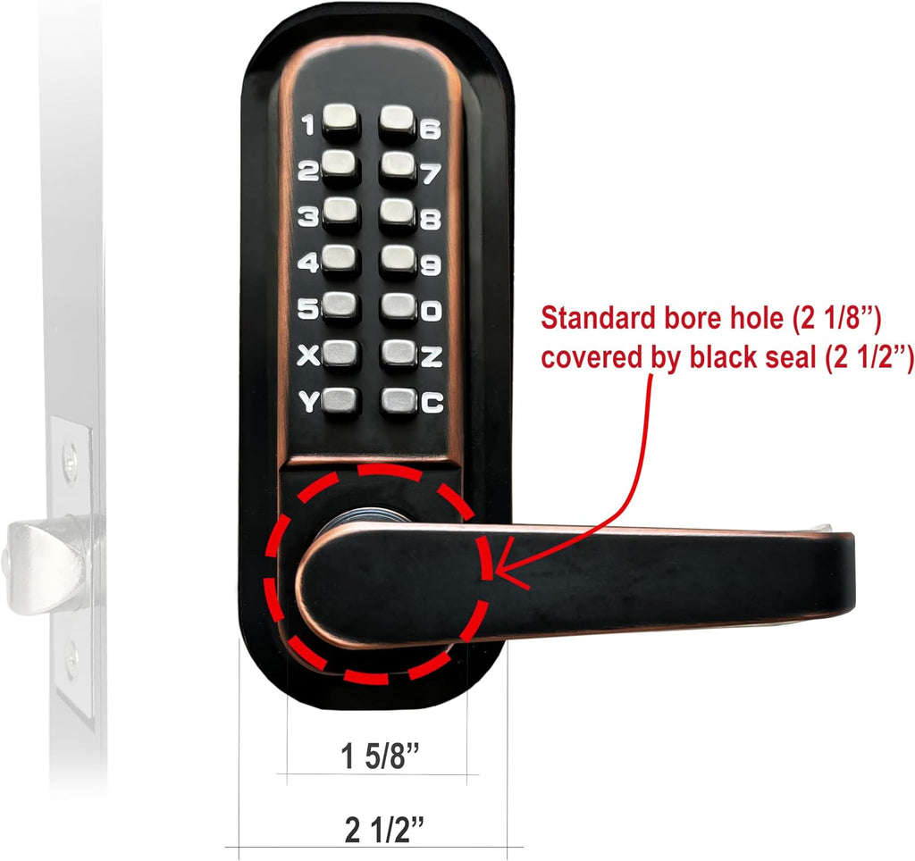 JOUNJIP Single-Sided Mechanical Keyless Combination Lever Handle Door Lock - [Square Spindle] Easier Install - Oil Rubbed Bronze - 2024 Upgrade Version