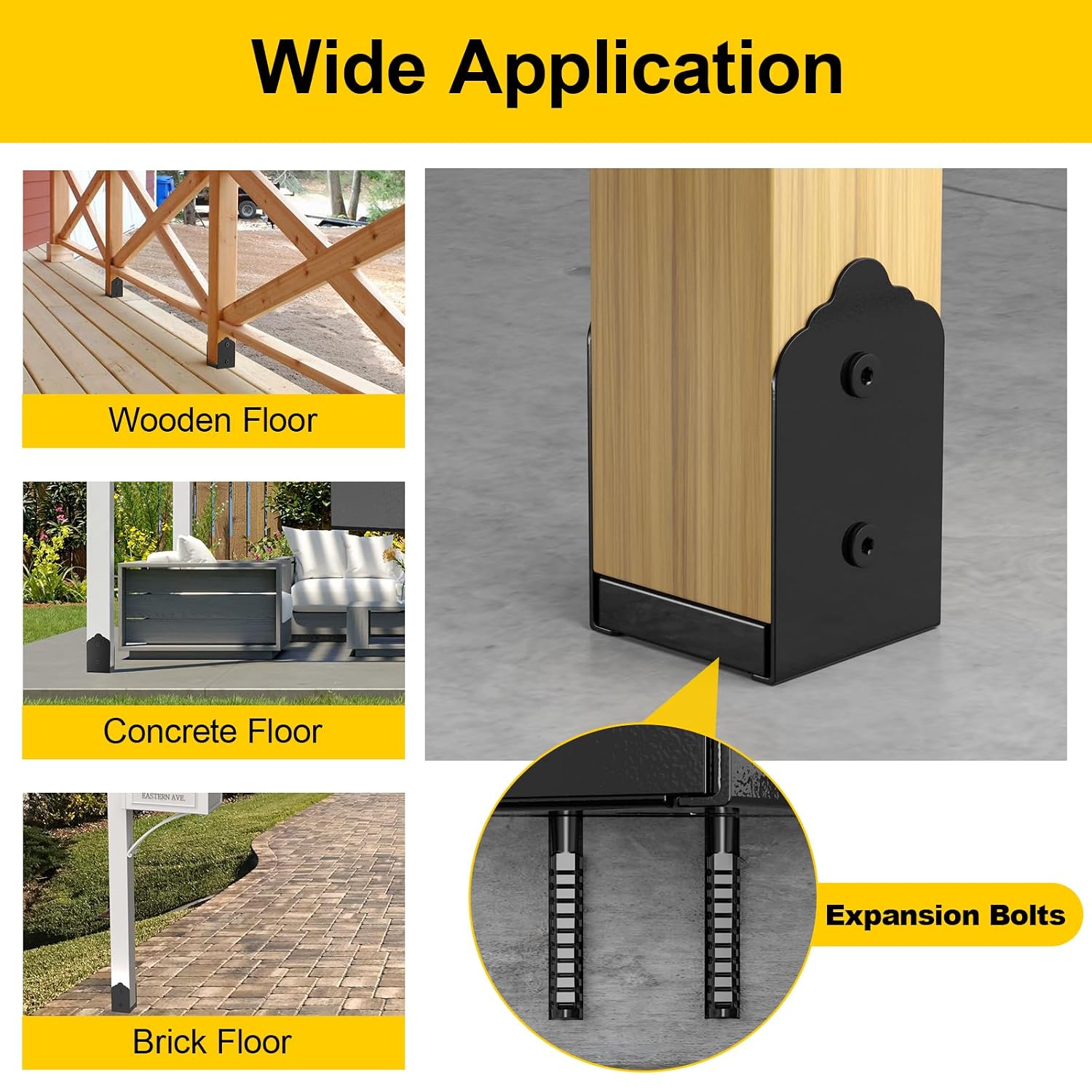 4x4 Post Base, 8Pcs Stainless Steel Adjustable Post Anchor Bracket (Internal 3.5 x 3.5), Adjustable Post Base for Pavilion Deck Porch Handrail Railing Support Decorative Anchor Plate