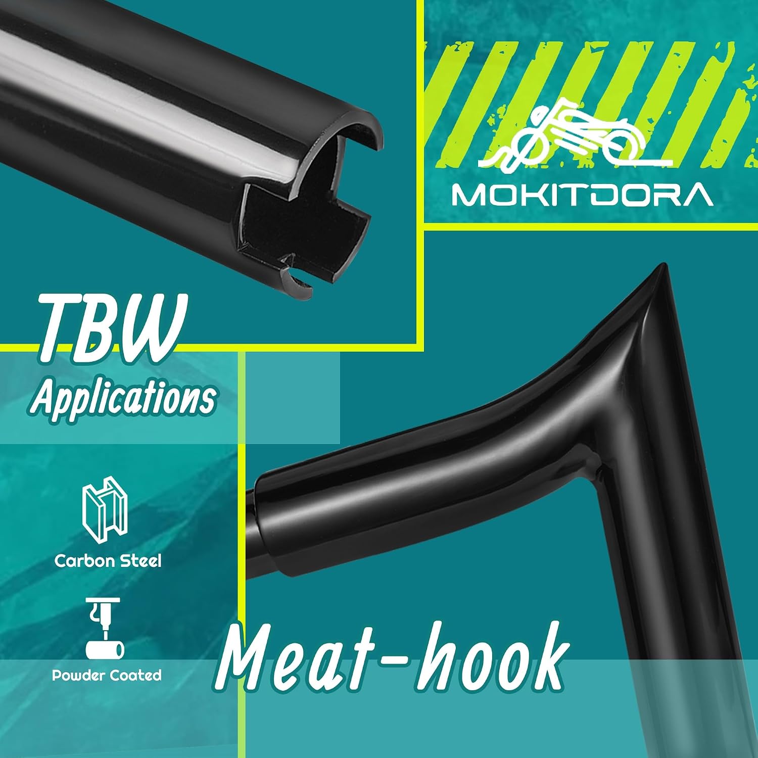 MoKitDora Street Electra Glide Prewired Handlebar 10' Rise 1.25' Fat 1' Clamp Meathook Ape Hanger Monkey Bagger Bar for Harley 2014-2015 FLHT FLHX Ultra Limited Classic, Black
