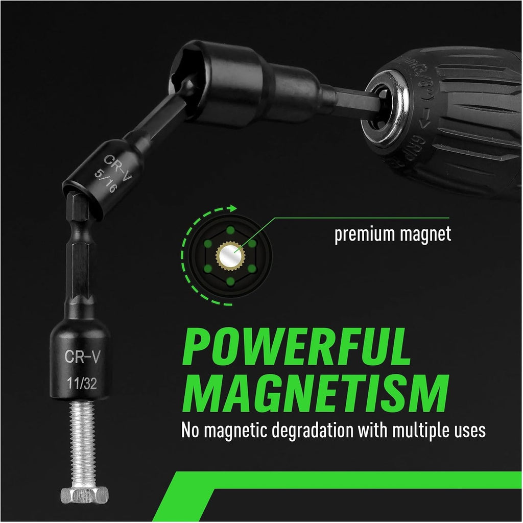 55Pcs Magnetic Nut Driver Set, 1/4' Hex Shank, Impact Socket Adapters, Snappy Driver Bits, Drill Bit Extension