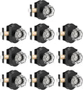 Gobrico Crystal Interior Door Knobs 10 Pack,Octagon Crystal Knob Handle with Clear Diamond Knob,Matte Black Arched Rosette,Passage Function for Hall/Closet