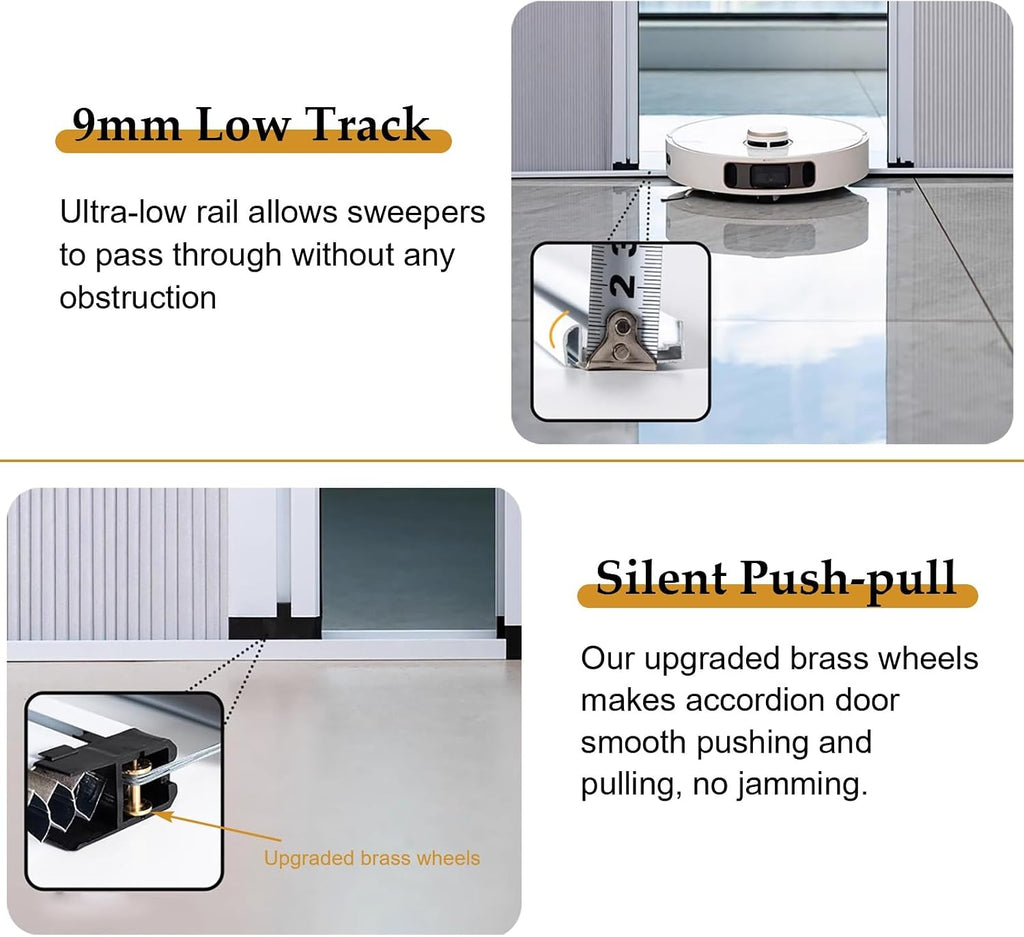 Accordion Door Non-Woven Folding Door with Red Wood Grain Metal Frame, Interior Retractable Gate Foldable Sliding Doors, Room Divider/Closet Multifold Door(22x39in(56x99cm))