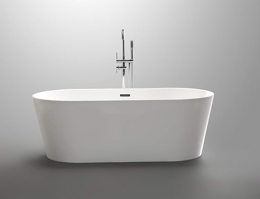 Vanity Art 67' x 32' Acrylic Freestanding Bathtub | Modern Stand Alone Soaking Tub with Overflow and Pop-up Drain, UPC Certified VA6815-L