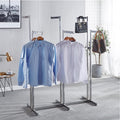 Floor Standing Metal Garment Rack - Heavy Duty Black 6 Way Rack, Adjustable Lifting Hanging Clothes Racks- Retail Display Clothes Shelves,Silver