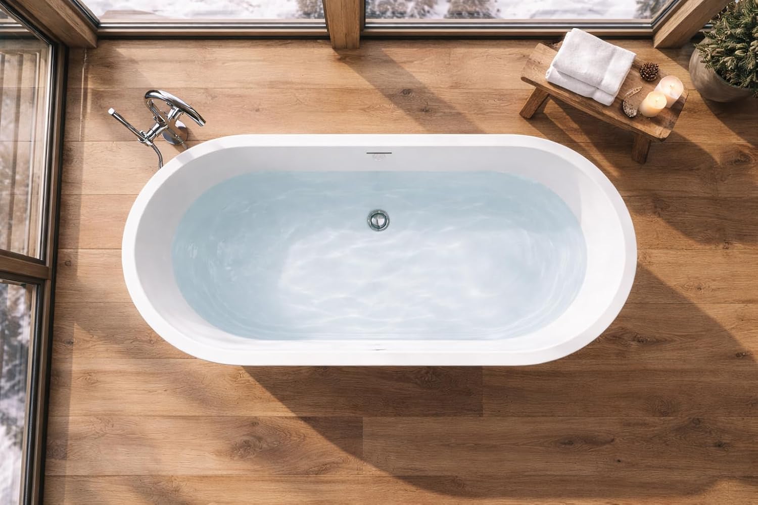 Mone 67 in. Acrylic Glossy Flatbottom Bathtub in White