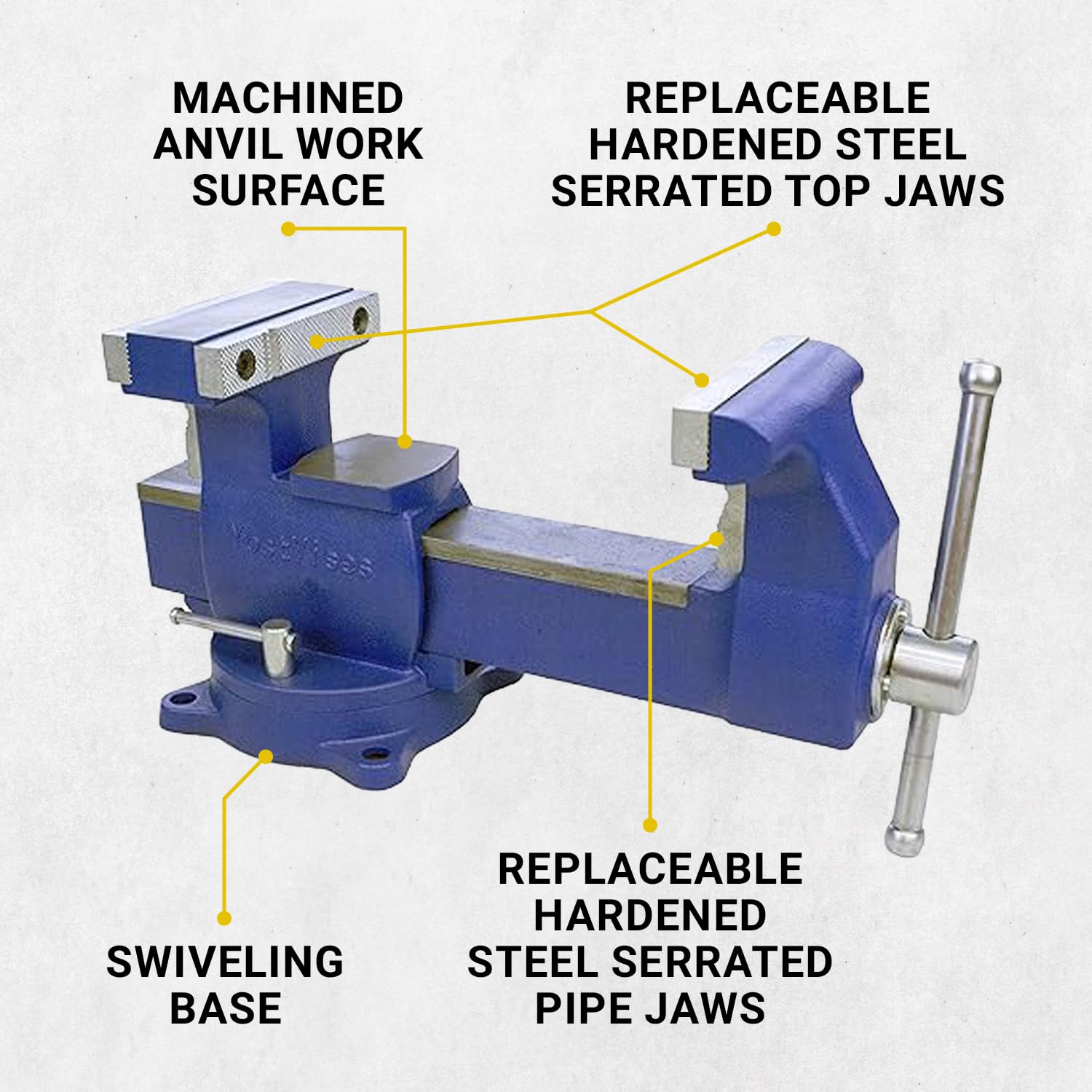 Yost Vises 880-D2 Reversible Combination Vise System | 8 Inch Jaw Width Heavy-Duty Utility Pipe and Bench Vise |Jaw Opens 12.5 Inches when Reversed | Swivel Base | Made with Ductile Iron Castings