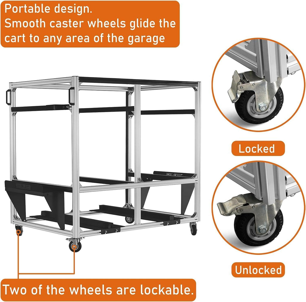 Hooke Road Doors and Hardtop Holder Movable Cart Storage Rack for 1997-2026 Jeep Wrangler TJ JK JL Gladiator JT & 2021-2026 Ford Bronco (2/4 Doors Hardtop Only)