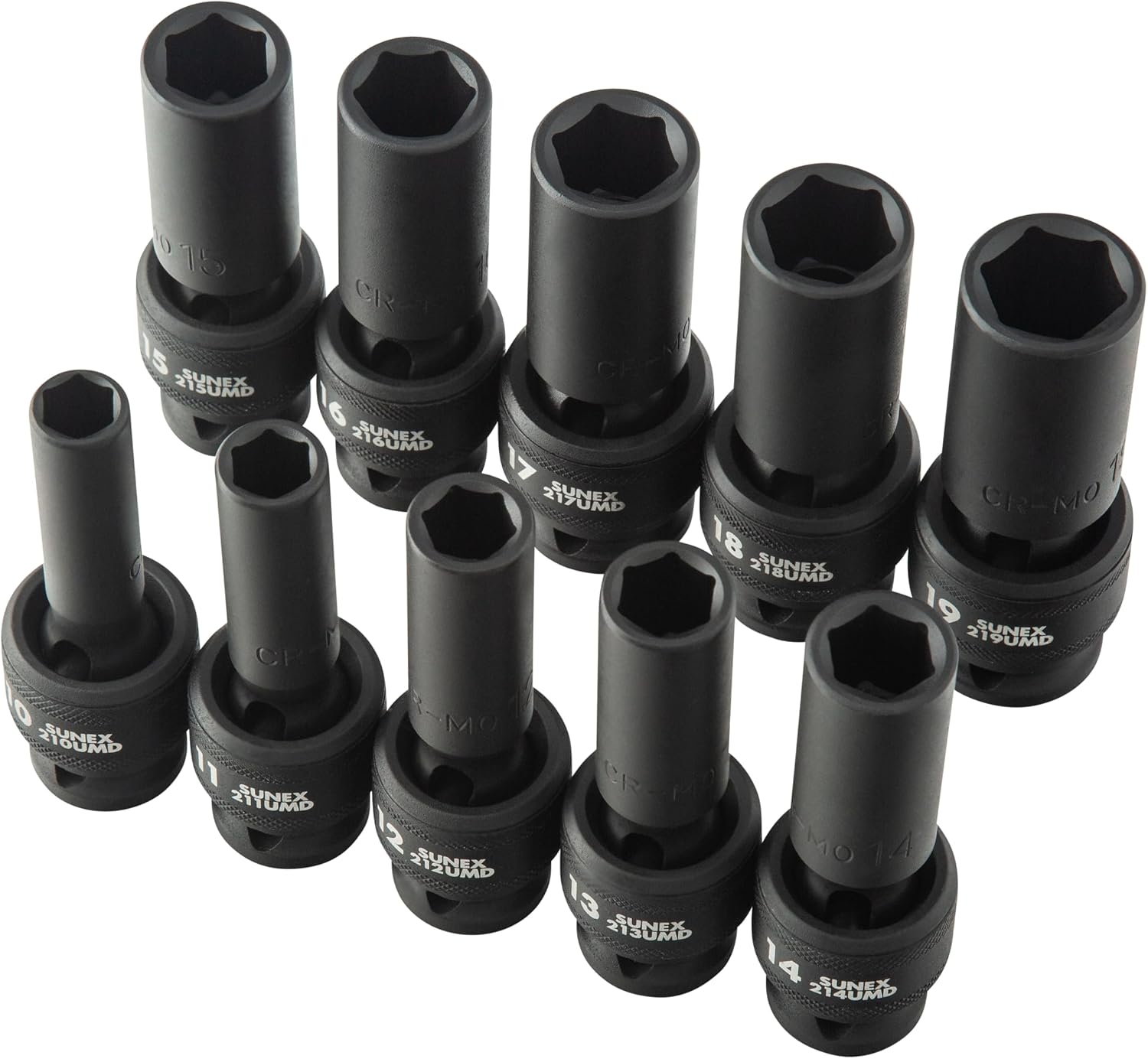 Sunex 2658 10Piece 1/2' Drive Deep Universal Standard Metric Impact Socket Set