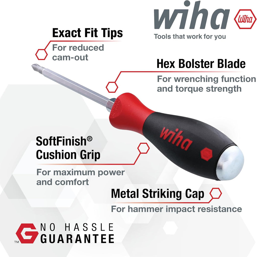 Wiha 53097 Screwdriver Set, Slotted and Phillips, Extra Heavy Duty, 7 Piece