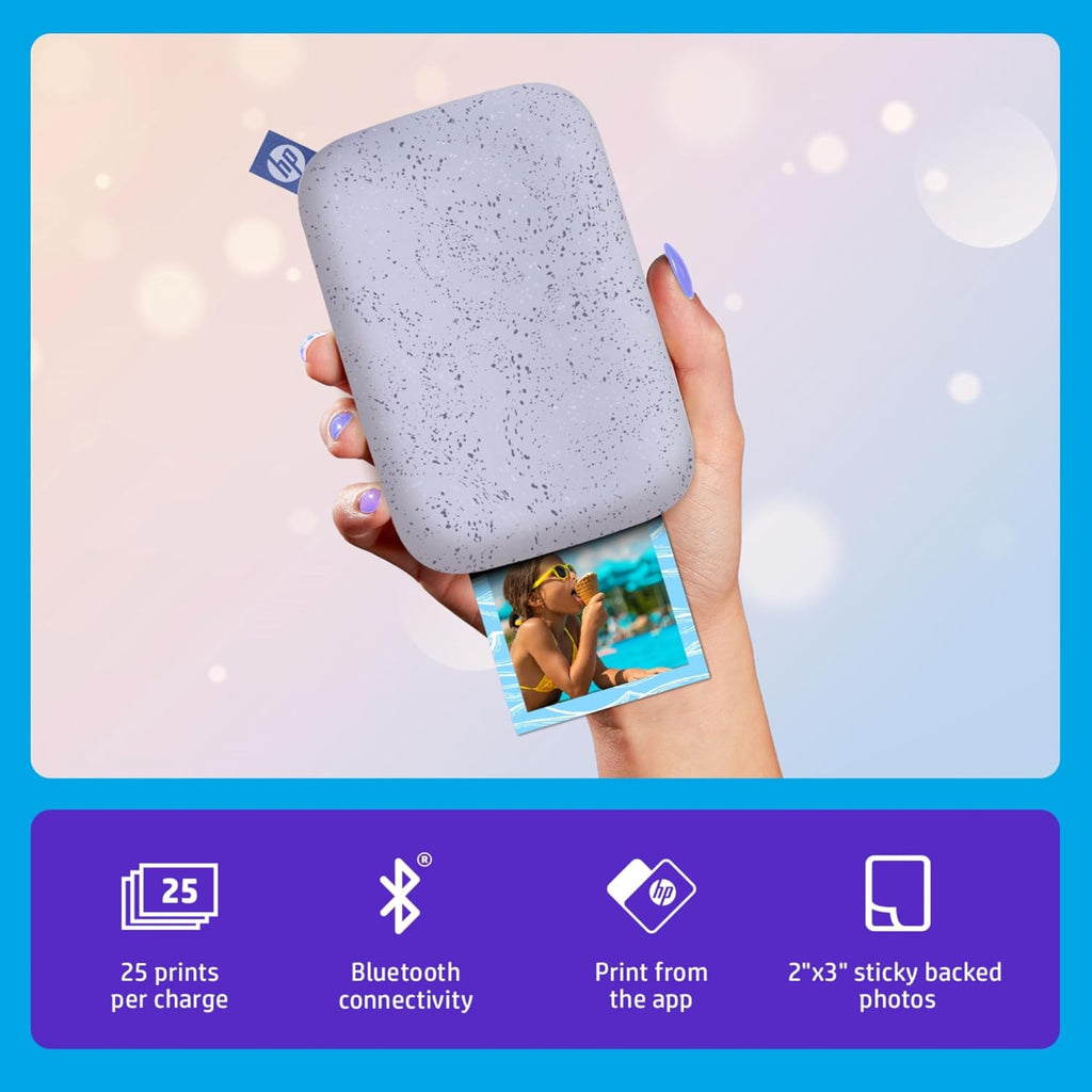 HP Sprocket 2x3 Instant Smartphone Photo Printer 75 Sheets Bundle - Bluetooth Portable Color Wireless Mobile Printer (Purple) Zink Sticky-Back Photos