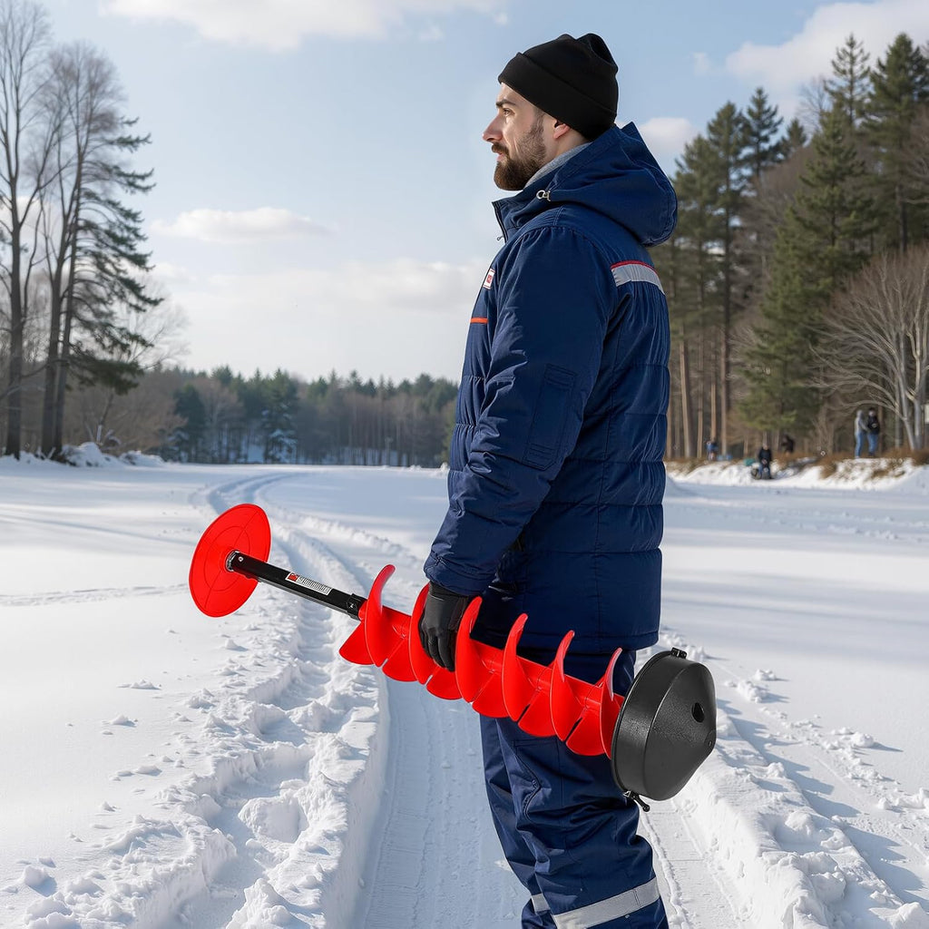 VEVOR Nylon Ice Auger Drill Bit, 8' Diameter 41' Length, Cordless Ice Augers for Ice Fishing with Extra 13.4in Extension Rod, Drill Adapter, Top Plate and Blade Guard