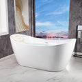 WOODBRIDGE 67' Acrylic Freestanding Bathtub Contemporary Soaking Tub, White Acrylic (Brushed Nickel Drain/Overflow) with Pillow