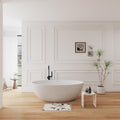 67' Premium Freestanding Bathtub Solid Surface Soaking Tub with Overflow and Pop-up Drain, Matte White