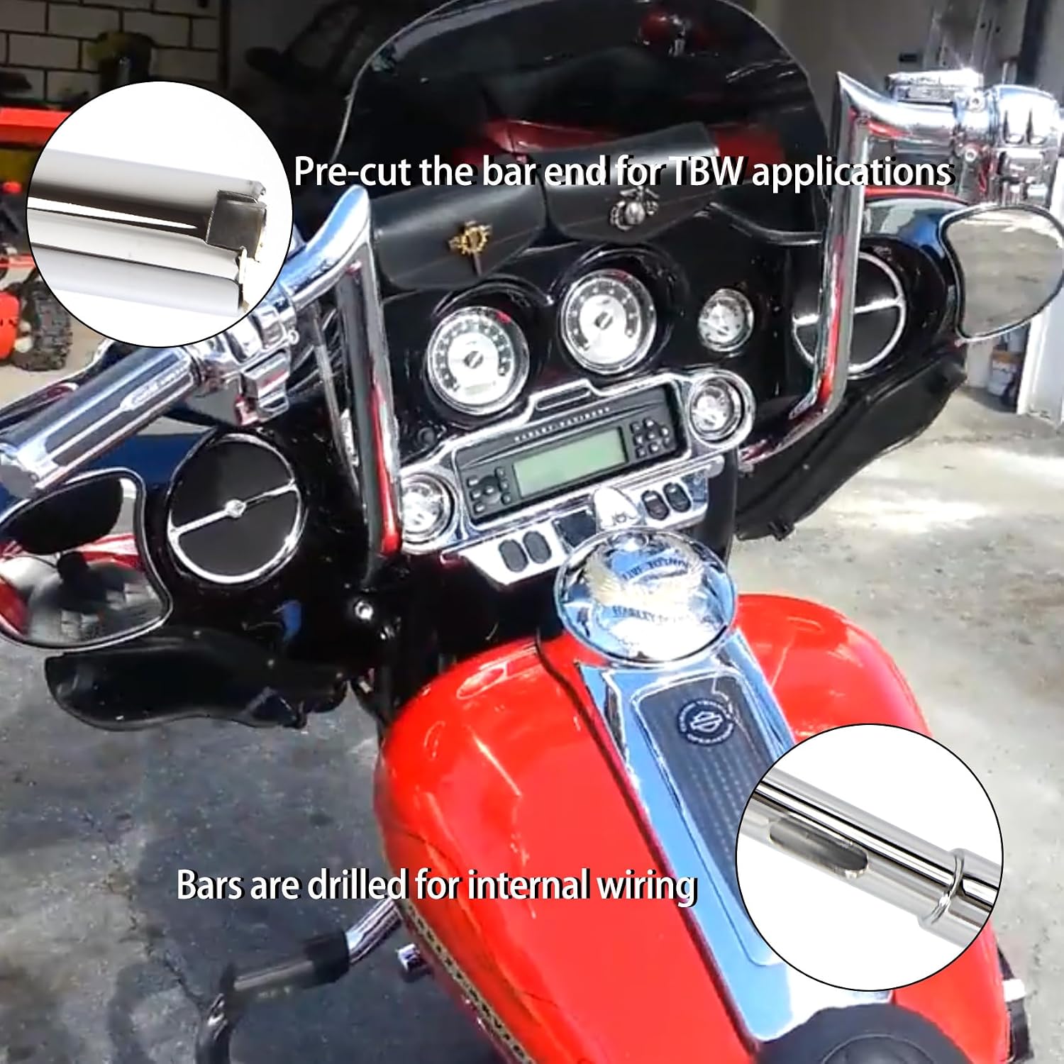 12' Rise Bar 1 1/4' Meathook Ape Hangers 32mm Handlebars fit for Harley Road king Electra Street Glide Ultra limited 1996-2024 Chrome