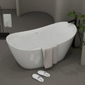 Acrylic Freestanding Contemporary Soaking Tub A19-59 Series 59' Bathtub White Modern Stand Alone Tub with Overflow and Pop-up Drain