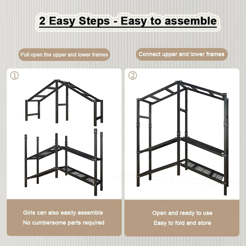 Cloth Wardrobe,1100Lbs Heavy-Duty Foldable Garment Rack with Cover - Large Capacity Floor-Standing Wardrobe Closet, Portable Wardrobe Closet Rack, Fre,A-168 * 50 * 170cm