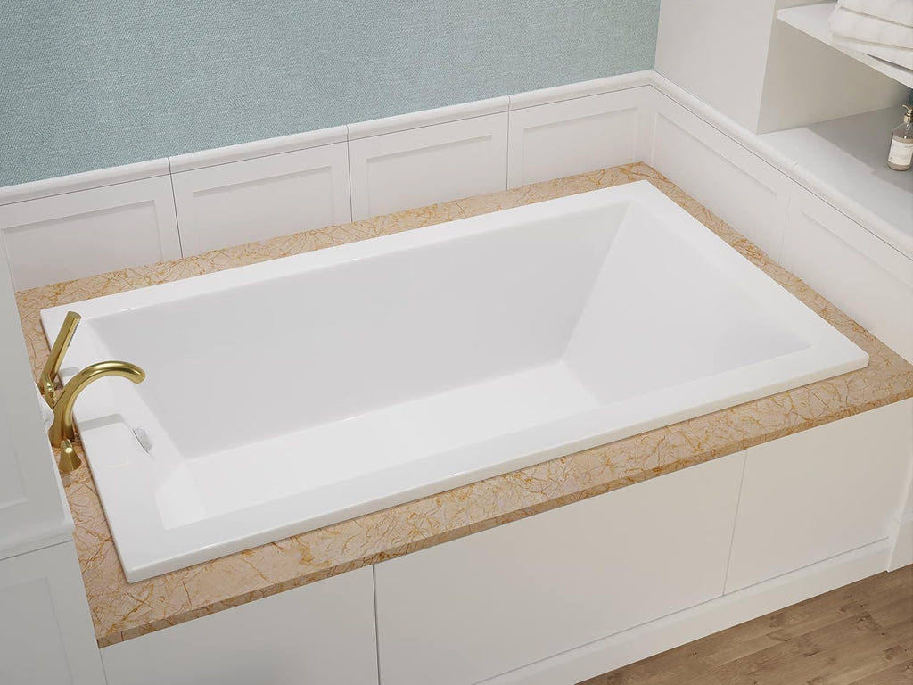 ANZZI Illyrian AZ3272VNS 32' x 72' Soaker Acrylic Rectangle Drop-In Bathtub - Easy Installation - Smooth Glossy Ultra White Finish