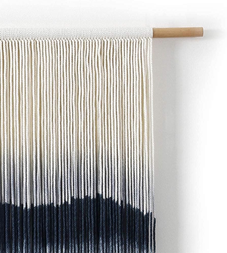 Macrame Wall Hanging Boho Hand Woven Tapestry Handmade Wall Art Hand-Dyed Chinese Landscape Painting Boho Wall Decor Textile