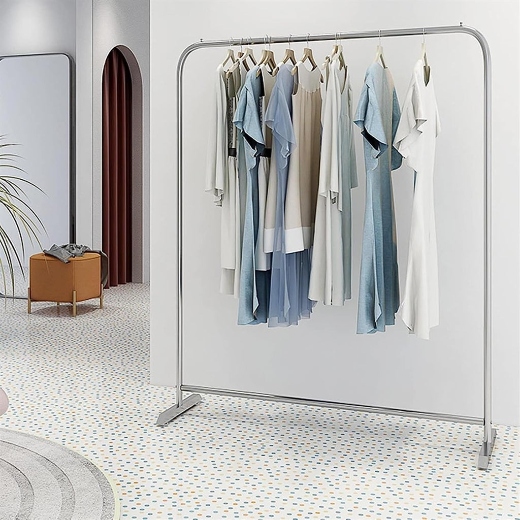Clothes Rack Hat Rack Stainless Steel Hanger Garment Rack Heavy Duty Clothes Rack for Hanging Clothes Retail Display Clothing Movable Hanger Suitable for Commercial Boutique (Silver 120CM)