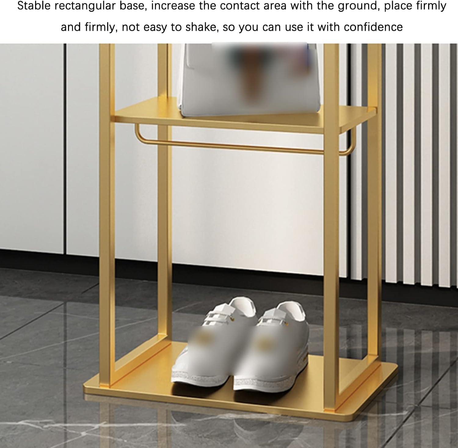Coat Rack Stand Clothes Rack Stand, Portable Garment Rack, Stable Metal Frame Furniture, Shoe Hat Umbrella Book Storage, Ideal for Bedroom Hall Entry(Black-47x27x175CM