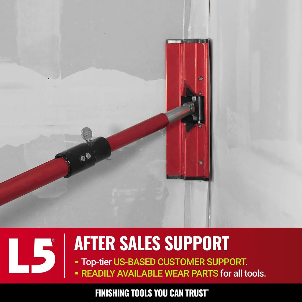 Drywall Finishing Set + Extension Handles - LEVEL5 | Pro-Grade | 10/12' Flat Boxes, Corner Roller, 3' Corner Finisher, 7' Corner Applicator, Pump | Sheetrock Gyprock Wallboard | 4-603
