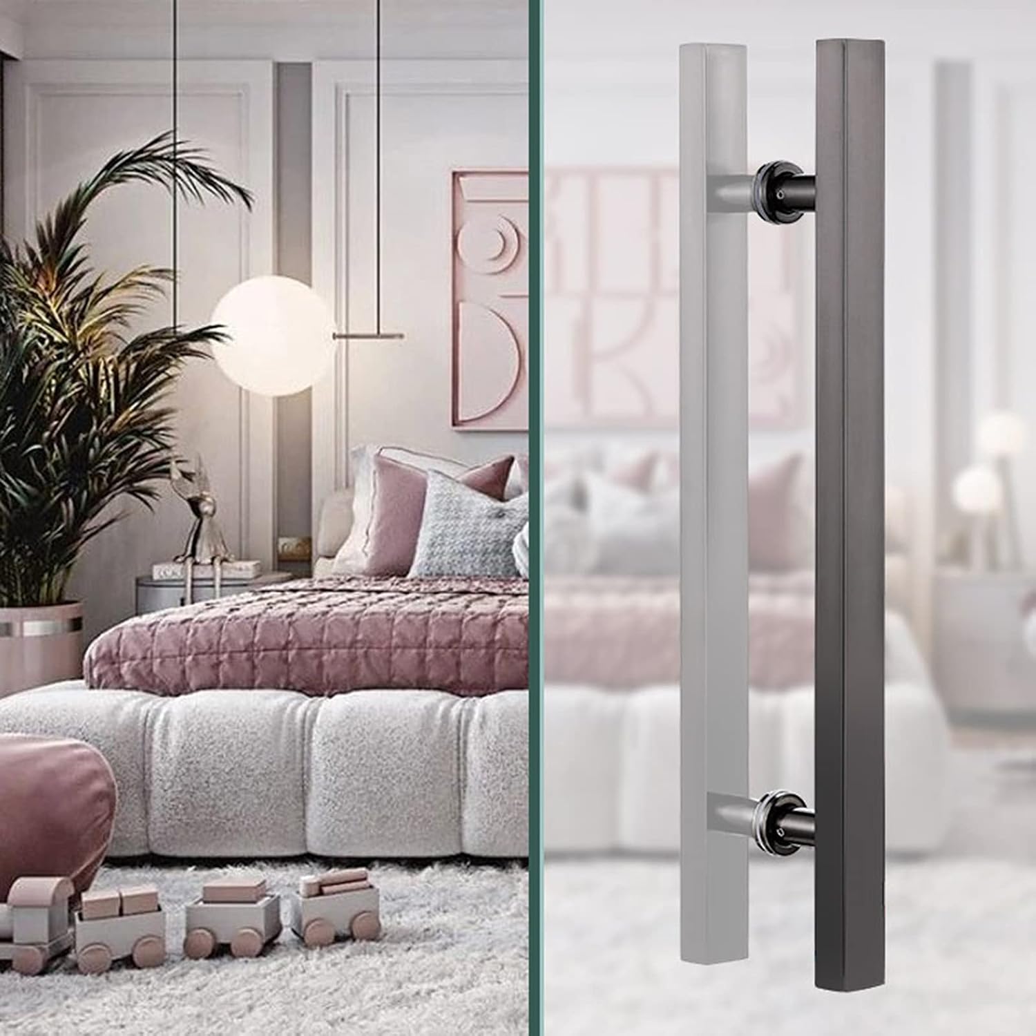 Door Handles 20Inch/24Inch/31Inch Metal Push Pull, Double Sided Pipe H Ssliding for Glass Door/Wooden Door