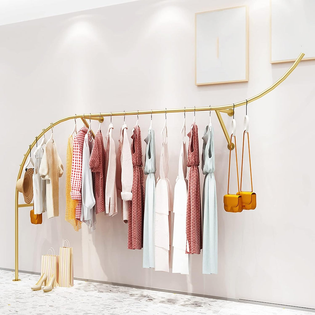 Clothing Rod Wall Mounted Clothing Rack Store Garment Racks Display Clothes Hanger Commercial Hanging Clothes,Multi-Functional Organizer Storage Shelf for R(A-L250CM