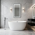 Free Standing Tub,Oval Shape Soaking tub,Bright White Finish Japanese Soaking Tub,Chrome Overflow & Pop-up Row,47' Acrylic Freestanding Bathtub. (C-3270)