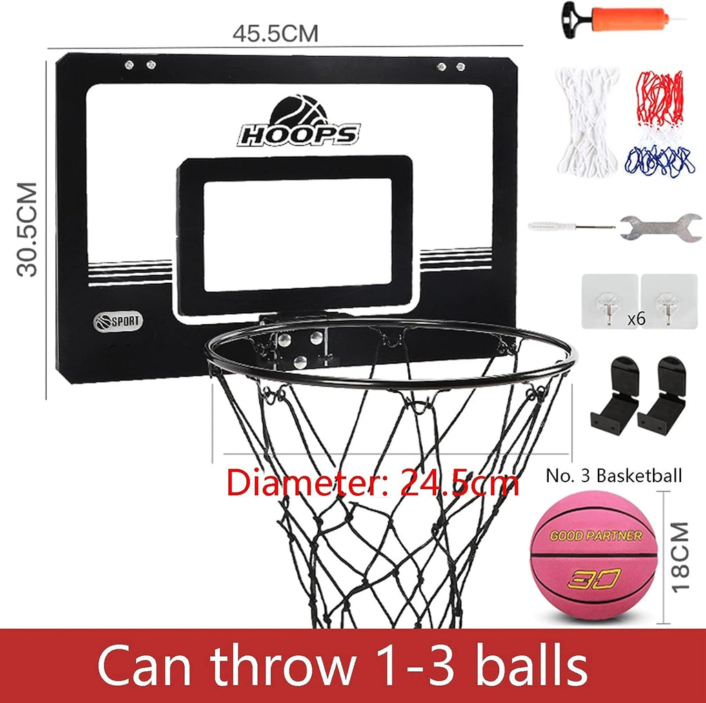 Basketball Rim Indoor and Outdoor Basketball Hoop, Wall-Mounted Mini Basketball Board, Suitable for Children and Adults Exercise Board
