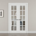 56' x 80' French Doors Interior (Double 28' x 80' 10-Lite Clear Glass Door with Black Hinge Prehung Jamb Kit), Pre-Finished & Paintable, Prebuilt Home Door Panels & Assembly Required Jamb