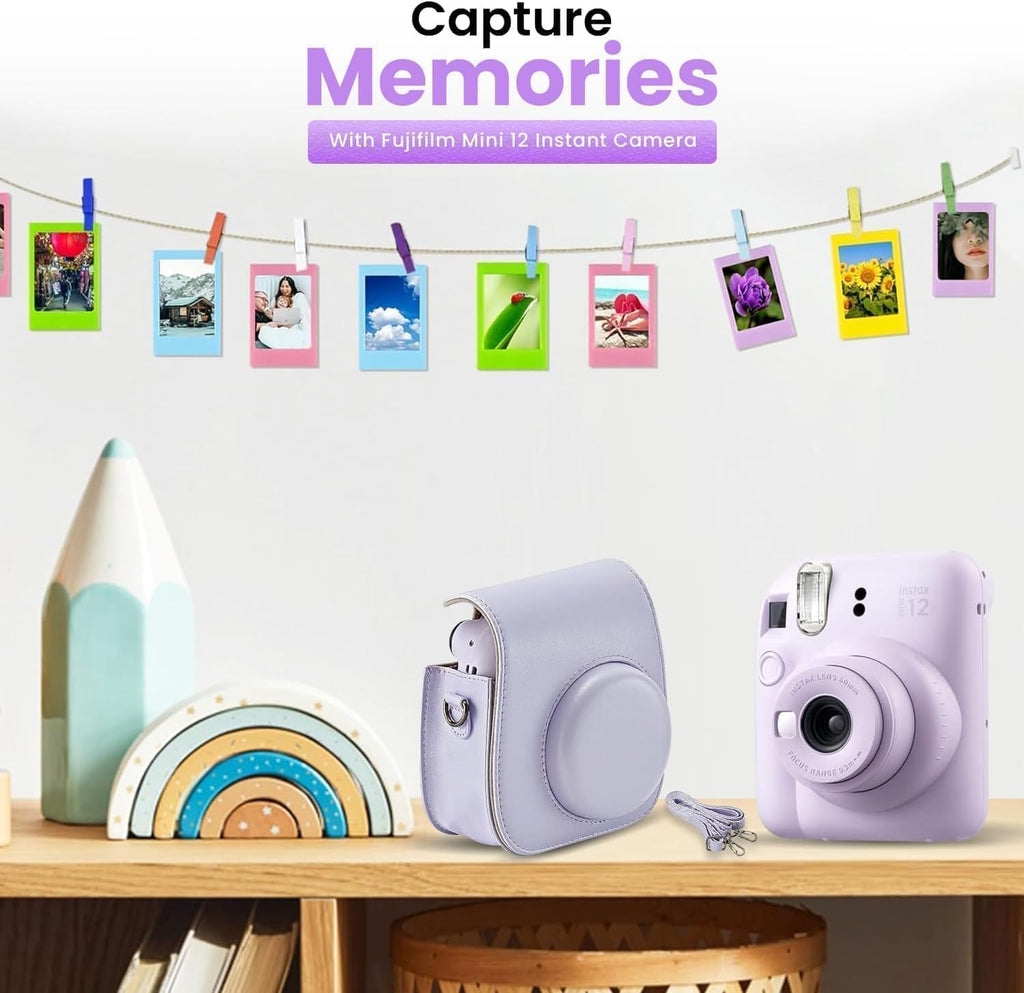 Fujifilm INSTAX MINI 12 Blue Bundle 2025 (80 Sheets, Lilac Purple (Holiday Bundle))