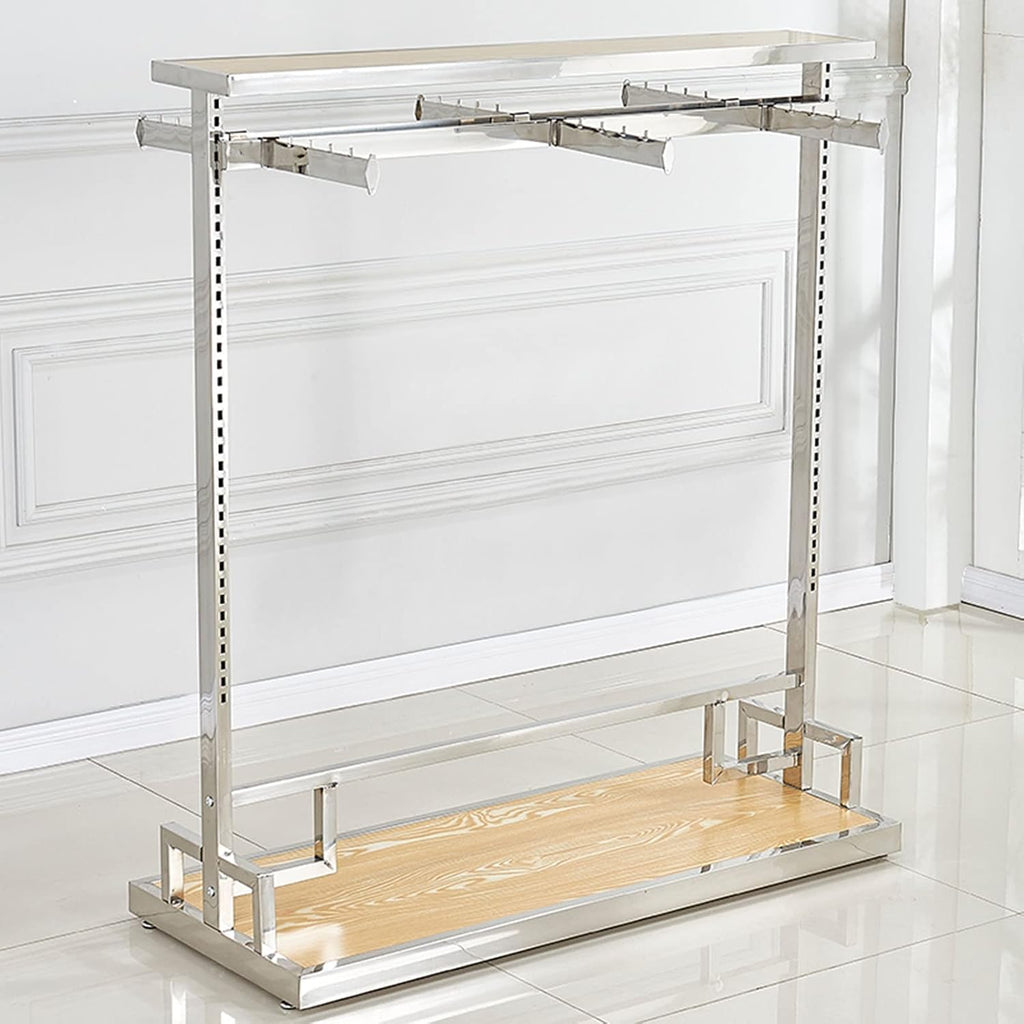 Boutiques Free Standing Heavy Duty Metal Garment Rack,Clothing Retail Store Commercial Grade Nakajima Clothes Display Rack Double Hanging Rods Hangers,Organization Clothi,