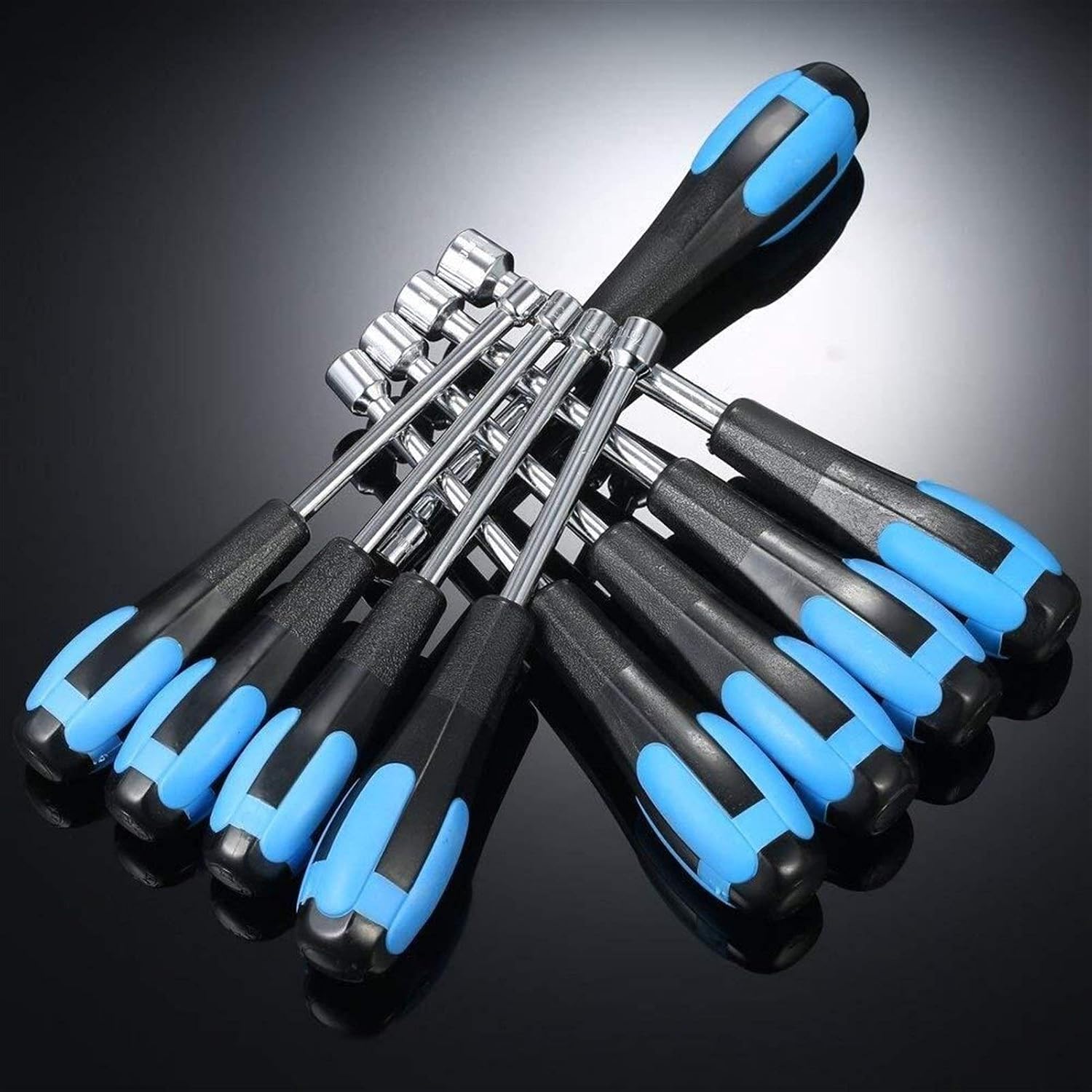 Stainless Steel Screwdriver, Magnetic Screwdriver,9pcs Screwdriver Set Hollow Shaft Nut Driver Set, Metric Sizes Hex Bit Sockets Professional Tool for 5mm/5.5mm/6mm/7mm/8mm/9mm/10mm/11mm/12mm