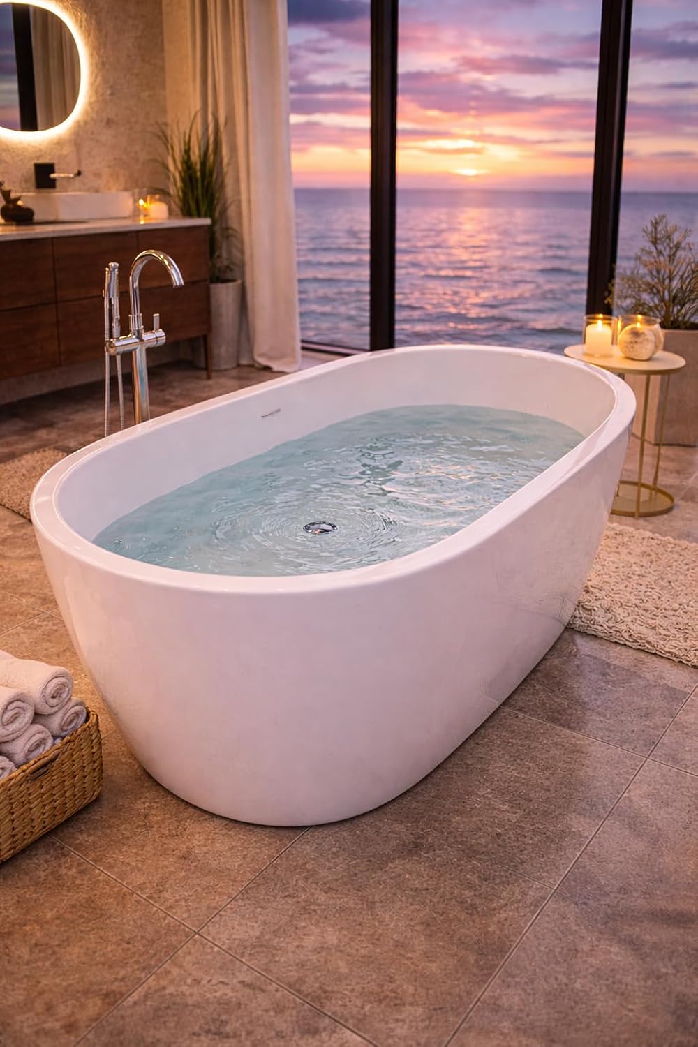 Mone 59 in. Acrylic Glossy Flatbottom Bathtub in White