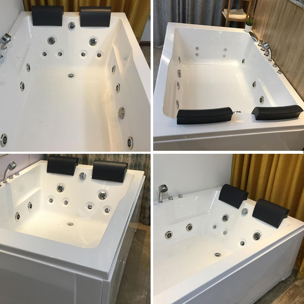 Empava 2 Person Whirlpool Bathtub,71' Whirlpool Tubs with 16 Jets,Jetted bathtub,Acrylic SPA Bath Tub,2 Person Hydro Massage Bathtub with Right Drain,3-Side Apron,White