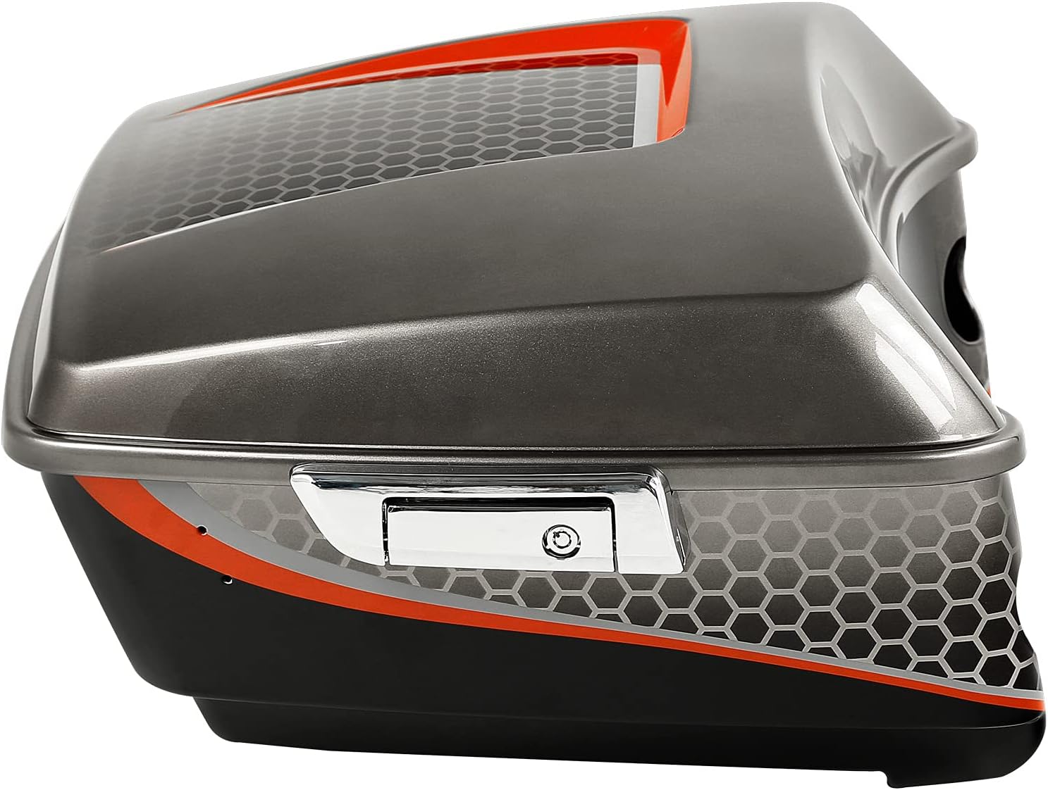 Black Honeycomb Fade CUSTOM CHROME 13.7' King Trunk W/Latch Key Fit For Harley Trunk Touring CVO Road King Road Glide Street Glide Electra Glide Ultra Limited 2014-2025