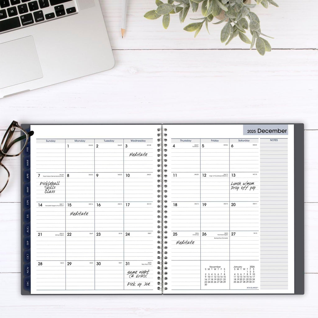 AT-A-GLANCE 2025 Appointment Book Planner, Weekly & Monthly, 8-1/2' x 11', Large, Quarter-Hourly, DayMinder, Gray (GC5200725) (Pack of 12)