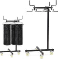 Movable Sports Net Storage Rack with Lockable Wheels, Heavy-Duty Holder for Volleyball, Tennis, Pickleball, Badminton Nets, Space-Saving Support Rack with Swivel Handle & Dust Covers