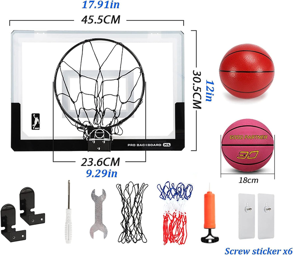 Basketball Rim The Wall-Mounted Basketball Hoop Can Be Folded for Storage, Children's Mini Outdoor Basketball Board (Color : Black, Size : 45.5x30.5cm)