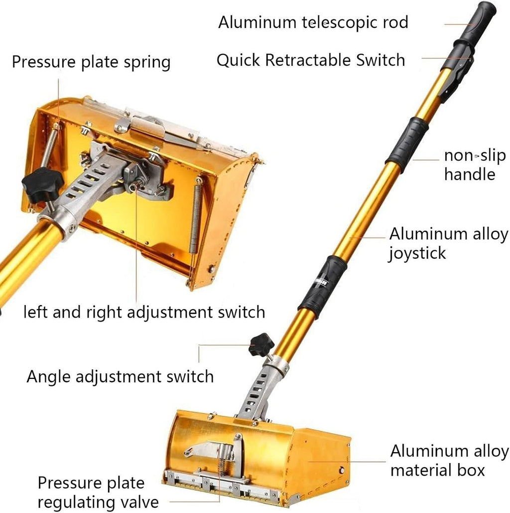 Drywall Taping Tools 9' Flat Finish Box Set+40''-63.8'' Extendable Handle 120° Aluminum Alloy Professional Drywall Flat Box