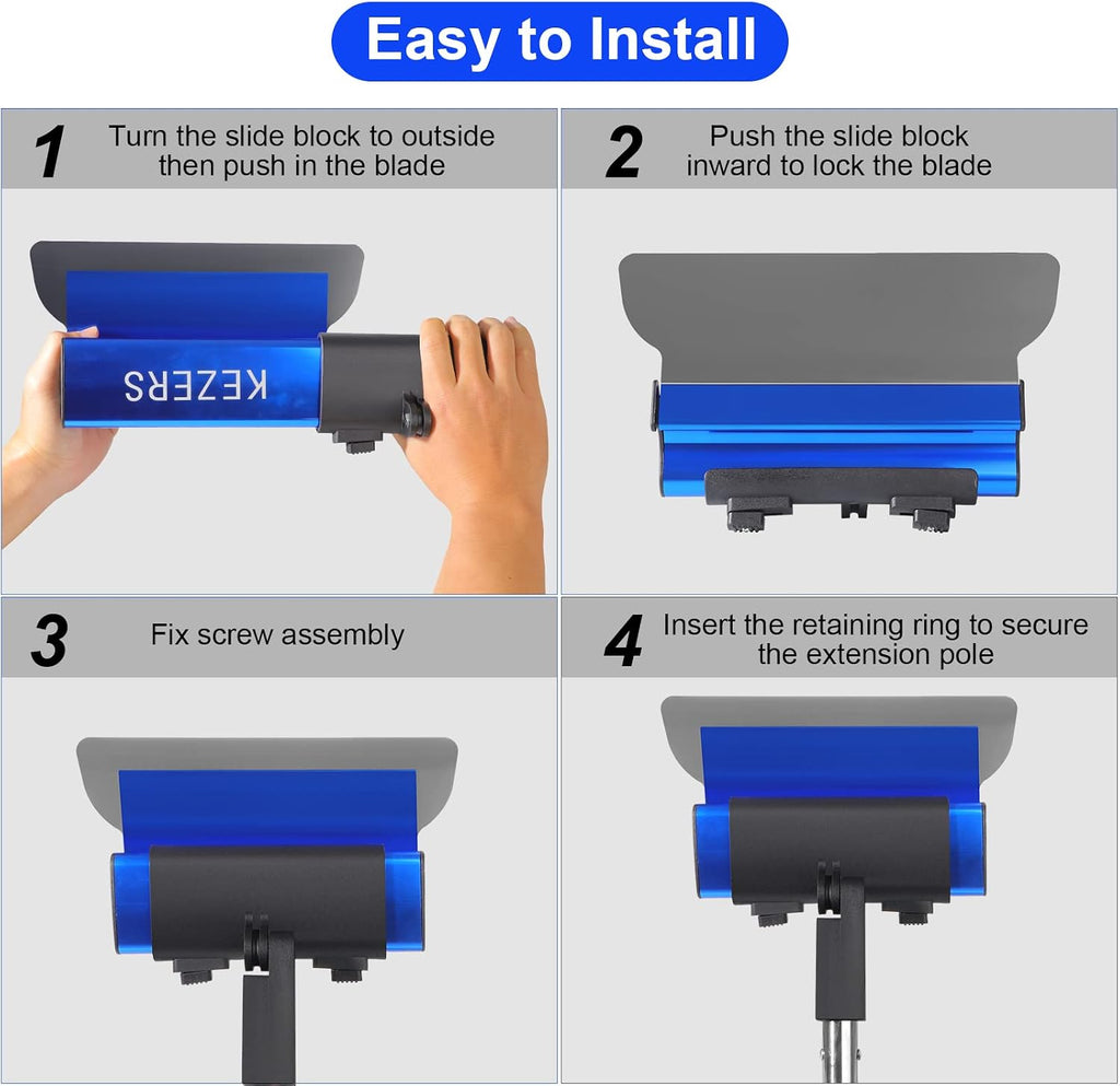KEZERS Drywall Tool Kit 10-Piece Skimming Blade Set with Extension Handle – 5 Putty/Taping Knives (4'-12') & 5 Skimming Blades (7'-24') for Drywall, Plaster, and Compound Work