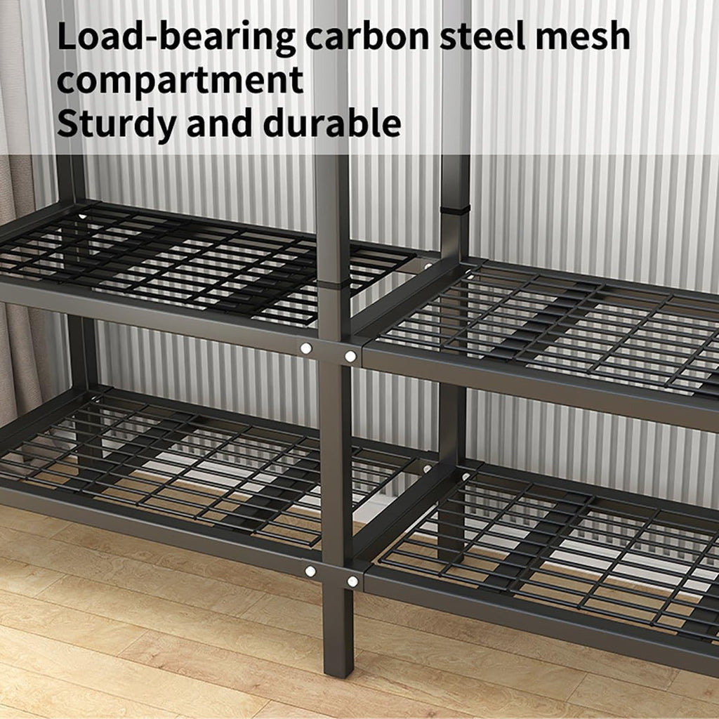 Portable Wardrobe Closets Metal Garment Rack with Lockable Wheels Foldable Clothes Rack with Fabric Cover for Bedroom (Color : E, Size : 168x50x180cm) (E 168x50x180cm)
